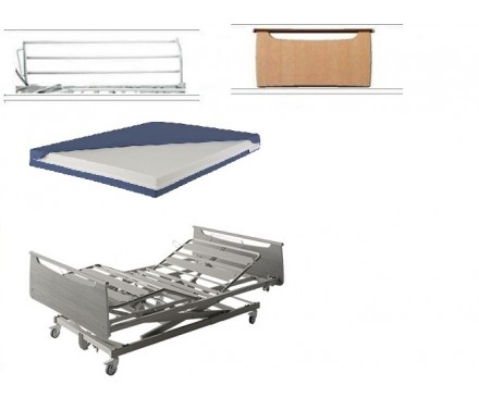 CamaDivisys XXL+colchón alova+barandillas metal+paneles abelia II